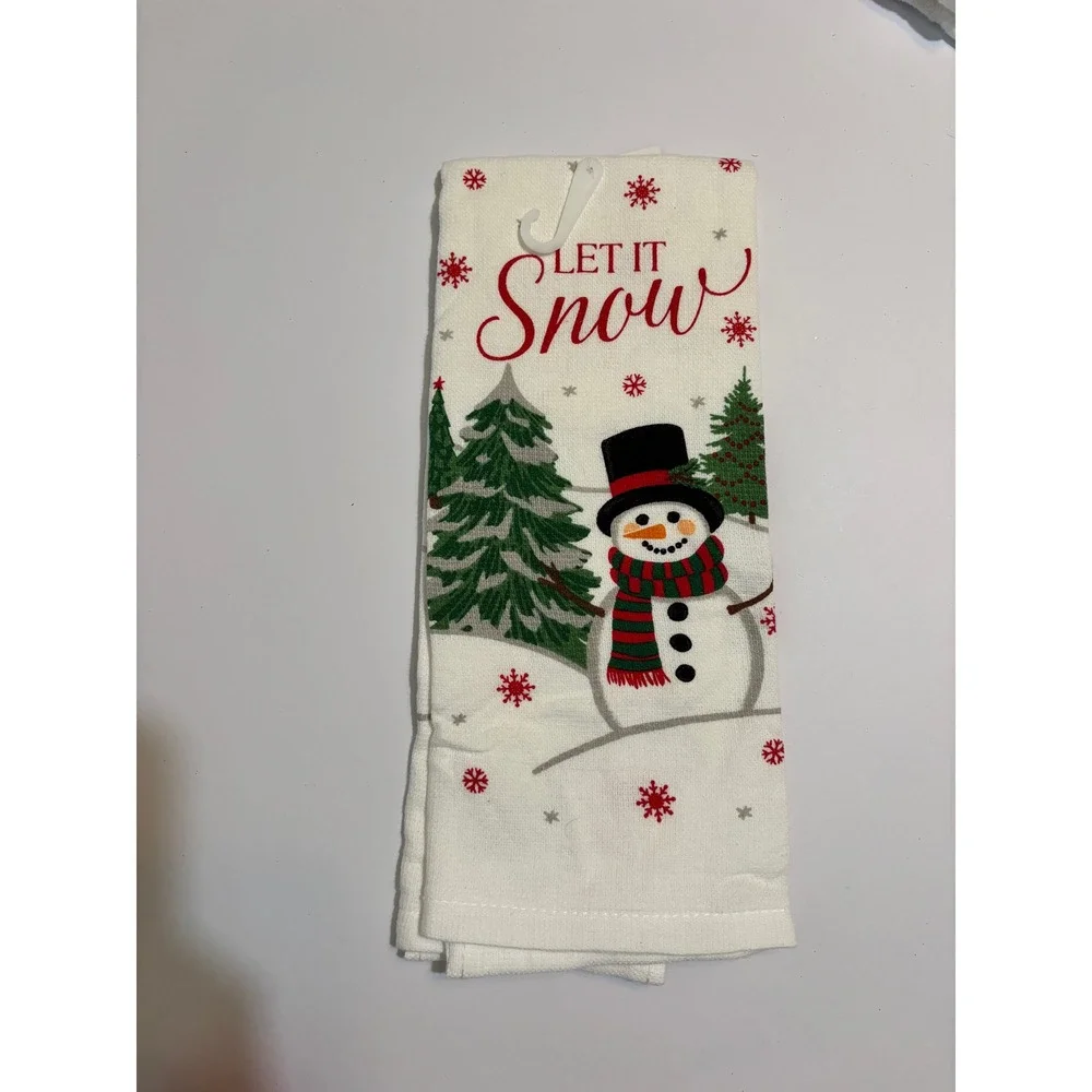 11pc Christmas Kitchen Set Towels Oven Mitt Pot Holders Snowman Nutcracker NEW